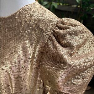 Rene Ruiz Gold Sequin Wedding Dress
